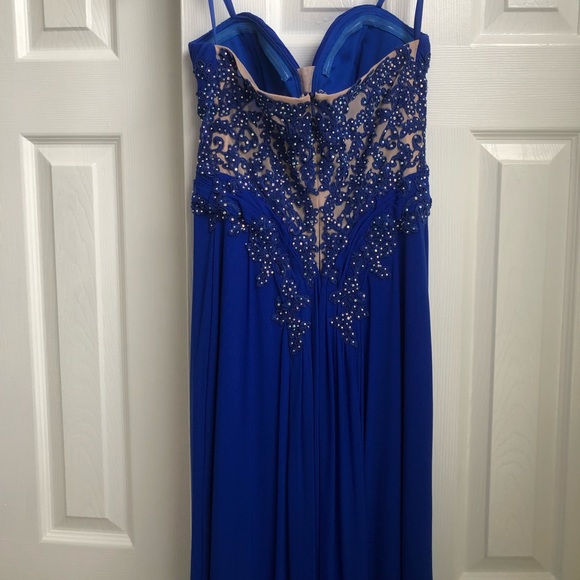 Xscape Full-length Cobalt Gown - Picture 4 of 7
